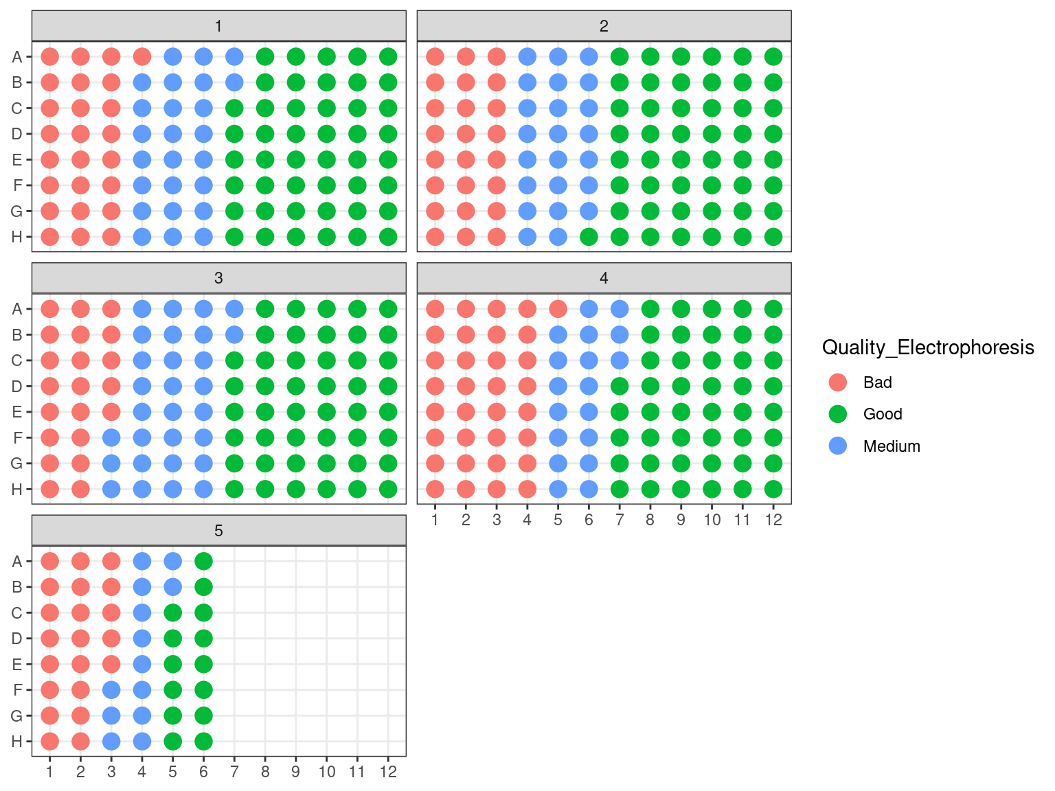 Plates electrophoresis status after rearrangement.